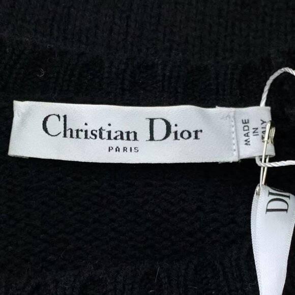 Christian Dior Black Cashmere Knit Top With Ruffled Sleeves & Star Detail - Picture 5 of 8